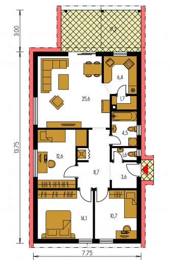 Plan de sol du rez-de-chaussée - BUNGALOW 139